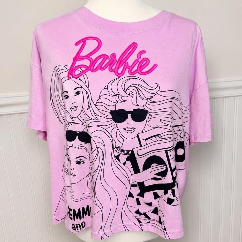 Barbie Embroidered Logo Graphic Oversized T-Shirt - Picture 2 of 7